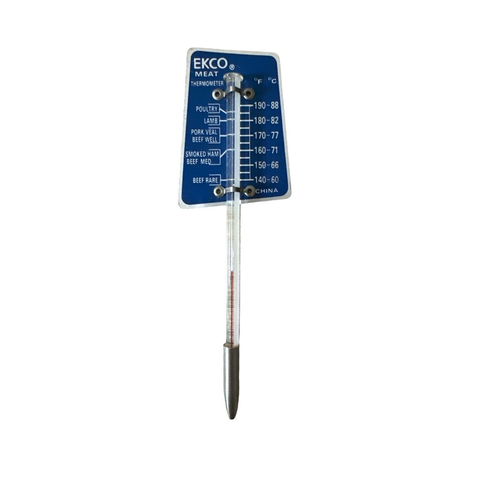 Vintage Ekco Meat Thermometer Blue Aluminum‎ & Glass Thermometer